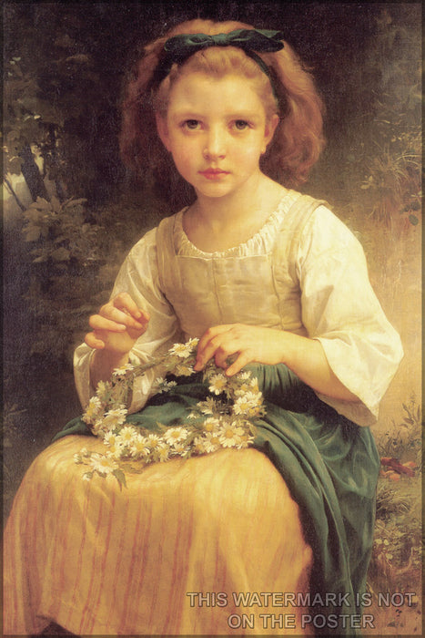 24"x36" Gallery Poster, Child Braiding A Crown William-Adolphe Bouguereau (1825-1905) - Child Braiding A Crown (1874)