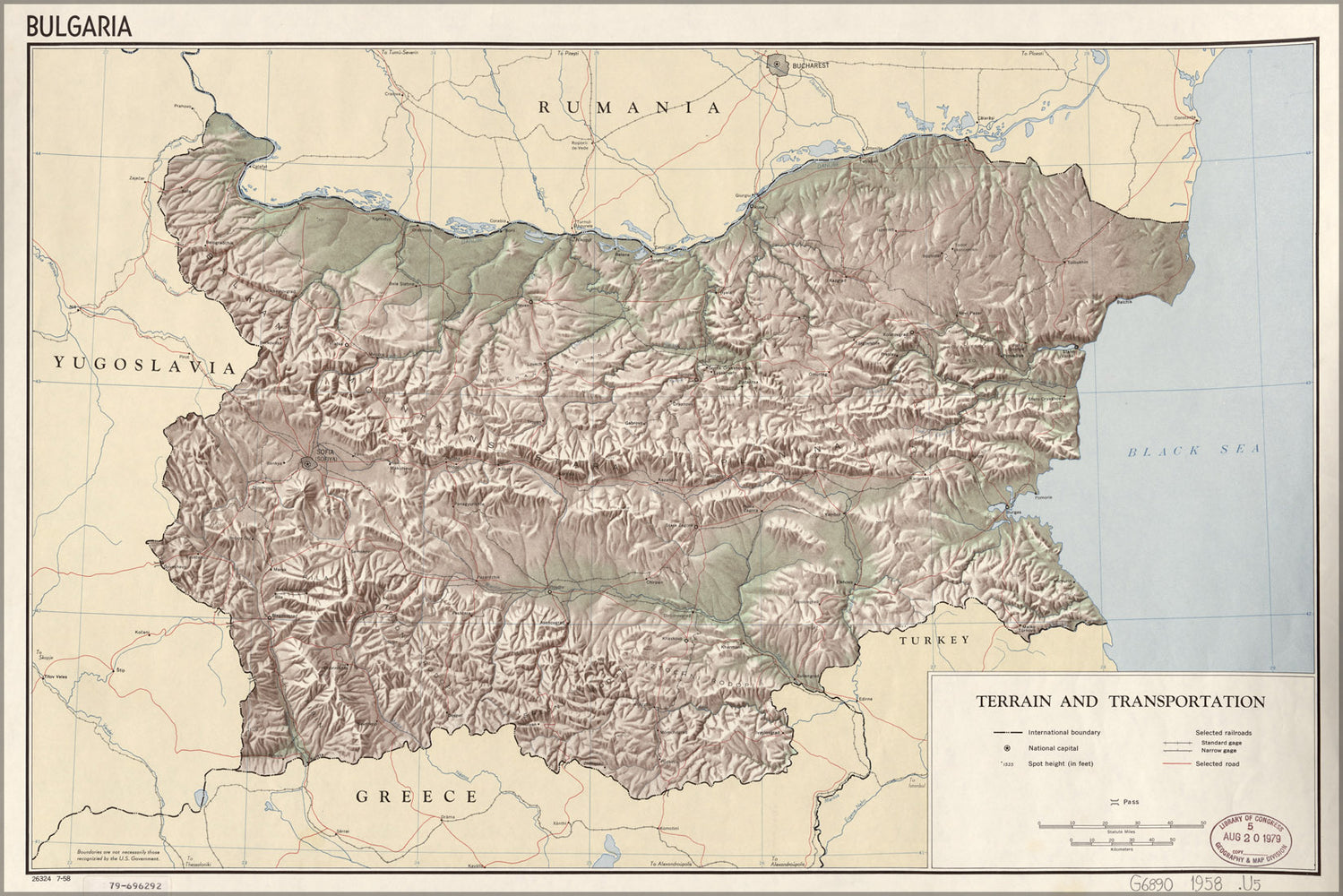 24"x36" Gallery Poster, cia map of Bulgaria 1958