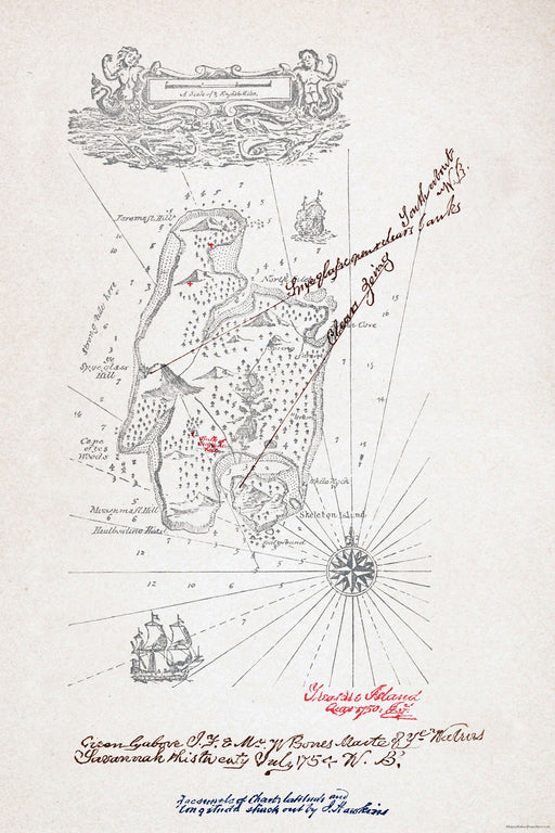24"x36" Gallery Poster, Map of Treasure Island from the 1883 edition by Cassel