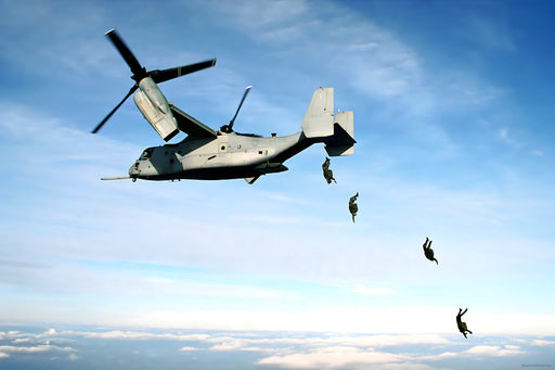 Poster, Many Sizes Available; U.S. Marines Jump From An V-22 Osprey
