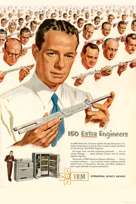 24"x36" Gallery Poster, IBM 150 Extra Engineers 1951