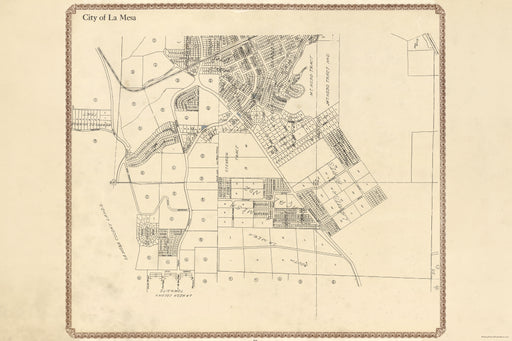 24"x36" Gallery Poster, map of La Mesa San Diego County California 1911
