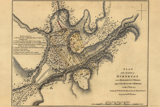24"x36" Gallery Poster, map of Battle of Hubbardton, 7 July 1777