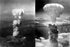 24"x36" Gallery Poster, nuclear atom bomb attacks hiroshima on left, nagasaki on right