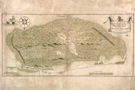 24"x36" Gallery Poster, map of New Providence Bahama Islands 18th cent