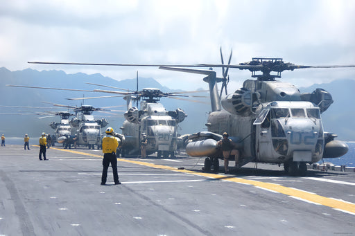 24"x36" Gallery Poster, CH-53 Sea Stallion helicopters USS Bonhomme Richard (LHD 6)
