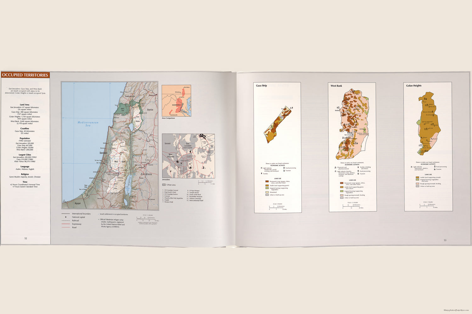 24"x36" Gallery Poster, cia map of israel occupied territories west bank gaza strip golan heights
