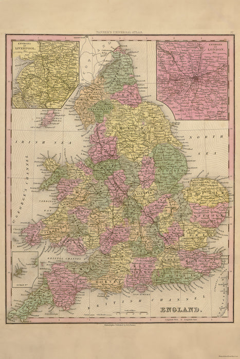 24"x36" Gallery Poster, map of England 1844