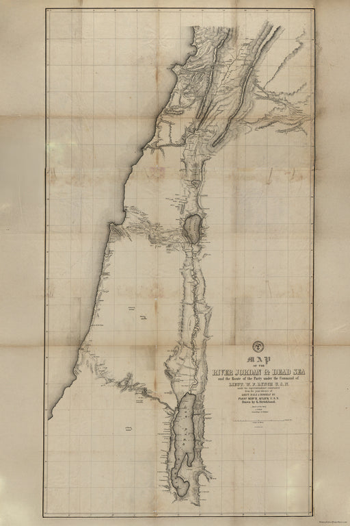 24"x36" Gallery Poster, Map of River Jordan & Dead Sea israel 1840