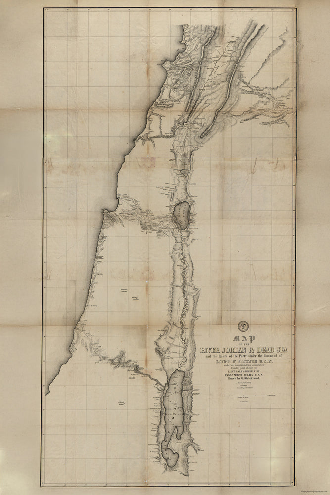 24"x36" Gallery Poster, Map of River Jordan & Dead Sea israel 1840
