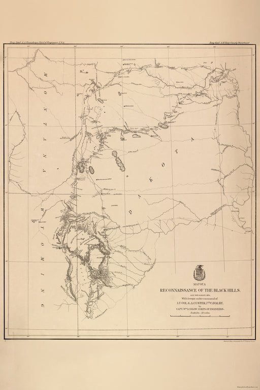 Poster, Many Sizes Available; Map Of Black Hills, 1874, Battle Of Little Big Horn Custers Last Stand