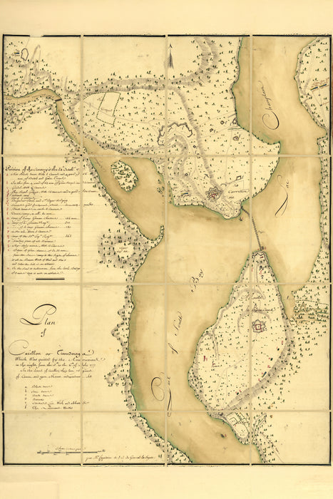 24"x36" Gallery Poster, map Fort Ticonderoga Battle of Saratoga Oct. 1777