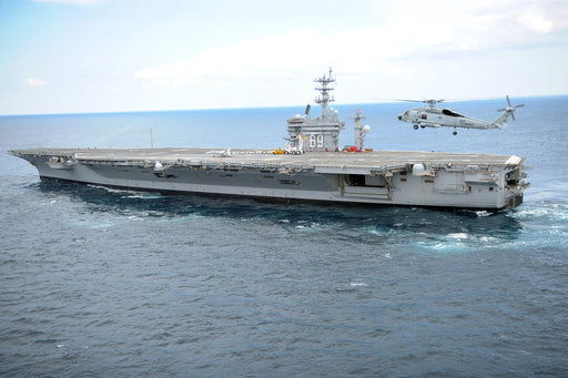 24"x36" Gallery Poster, Aircraft Carrier USS Dwight D. Eisenhower (CVN 69) conducts rudder turns during sea trials