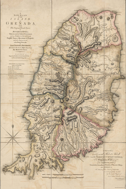 24"x36" Gallery Poster, map of the island of Grenada 1780