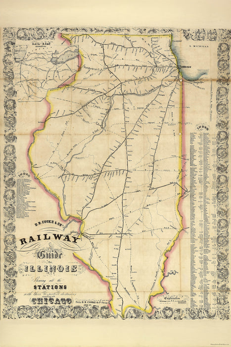 Poster, Many Sizes Available; Railroad Map Of Illinois 1855
