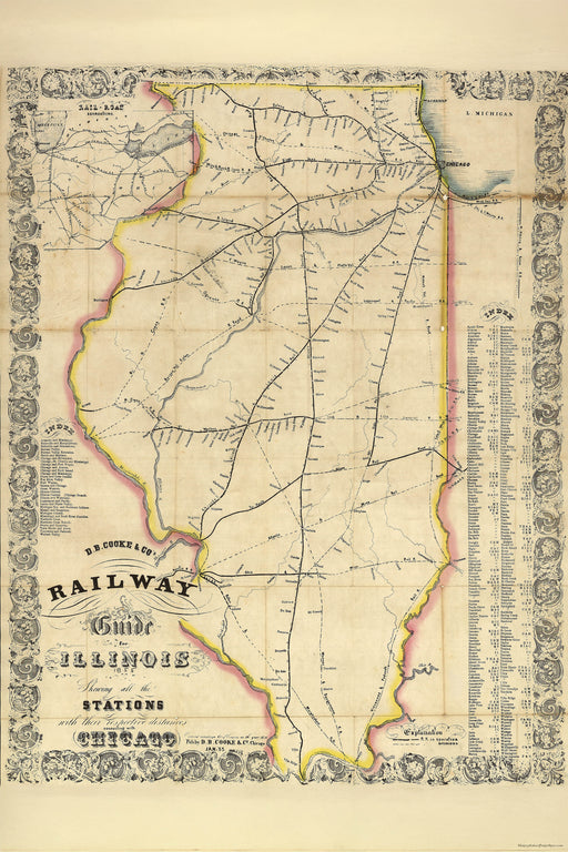Poster, Many Sizes Available; Railroad Map Of Illinois 1855