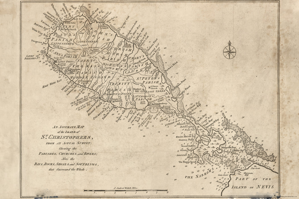 24"x36" Gallery Poster, map of the island of St. Christophers 1782
