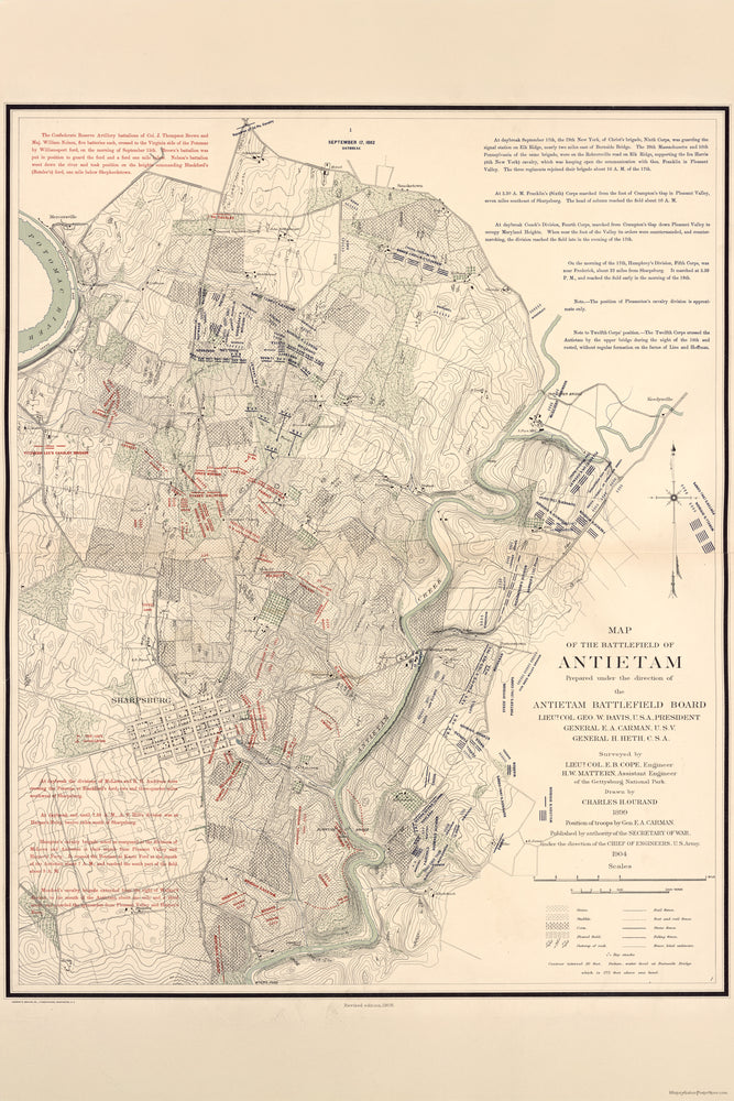 24"x36" Gallery Poster, Map of the Battle field of Antietam, Sept. 17th - day break