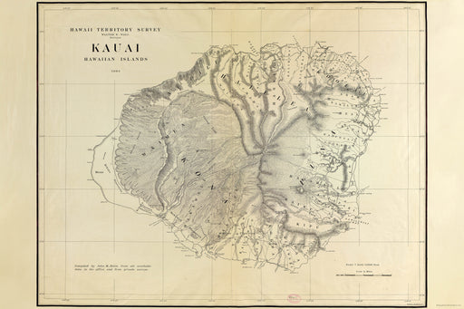 24"x36" Gallery Poster, map of Kauai, Hawaii, 1903