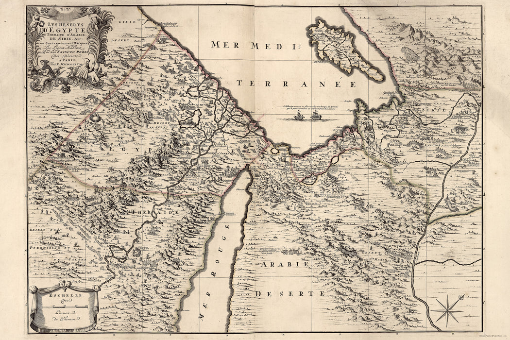 24"x36" Gallery Poster, map of middle east egypt israel 1693