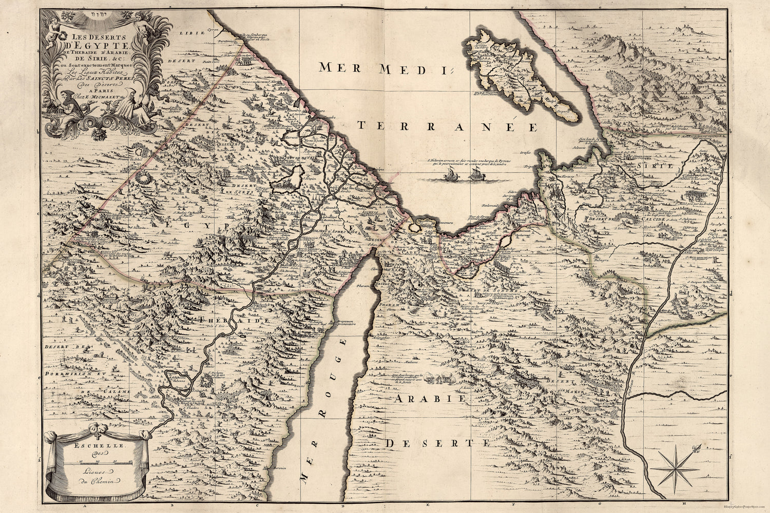 24"x36" Gallery Poster, map of middle east egypt israel 1693