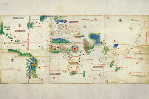 24"x36" Gallery Poster, Cantino planisphere, world map 1502