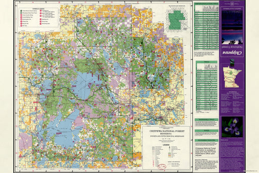 24"x36" Gallery Poster, map of Chippewa National Forest, Minnesota 1994