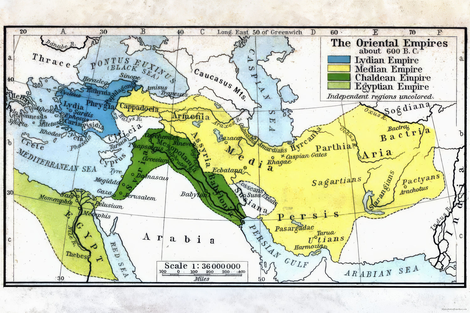 Poster, Many Sizes Available; Middle East Map 600 B.C Iran Median Confederation Babylon Mesopotamia Fertile Crescent