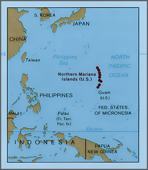 24"x36" Gallery Poster, cia map of Northern Mariana Islands 1989