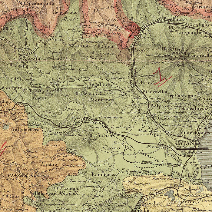 24"x36" Gallery Poster, 1900 map of Sicily italy