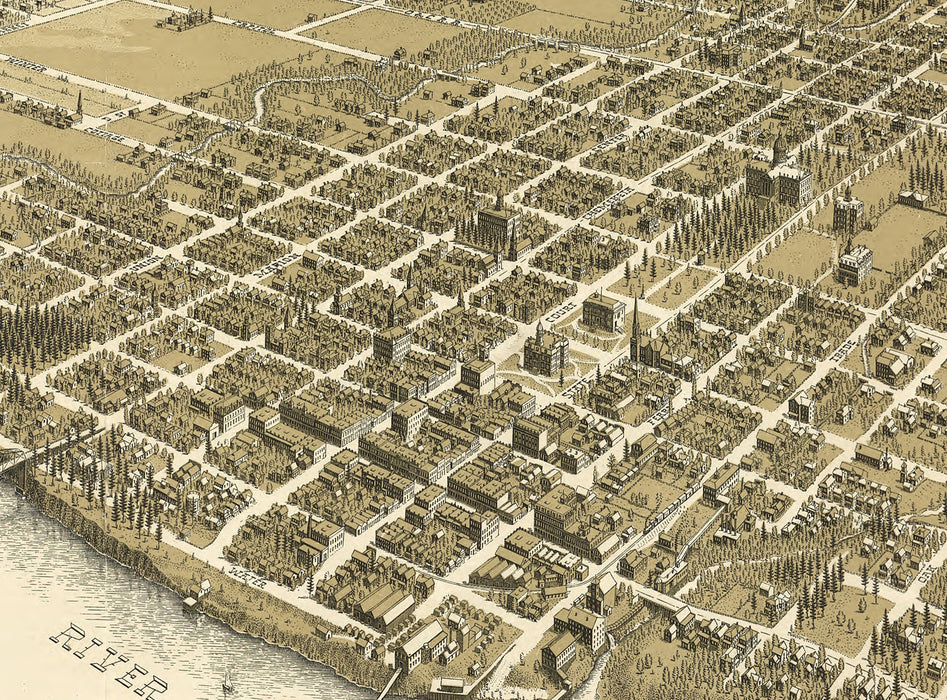 24"x36" Gallery Poster, birdseye view map of Salem oregon 1905