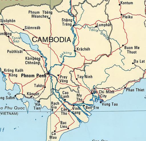 24"x36" Gallery Poster, cia map of vietnam laos cambodia 1985