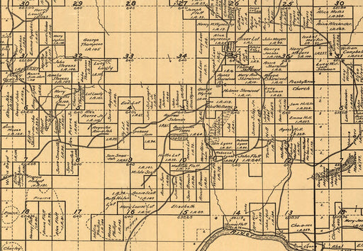24"x36" Gallery Poster, Map of Spokane Indian Res. Washington state 1910