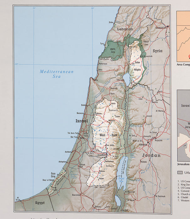 24"x36" Gallery Poster, cia map of israel occupied territories west bank gaza strip golan heights