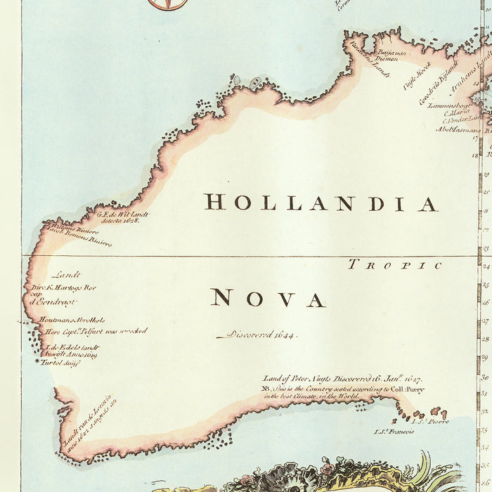 Poster, Many Sizes Available; Map Of Australia Based On Surveys Of Capt. Abel Tasman  Map Of Australia C1744