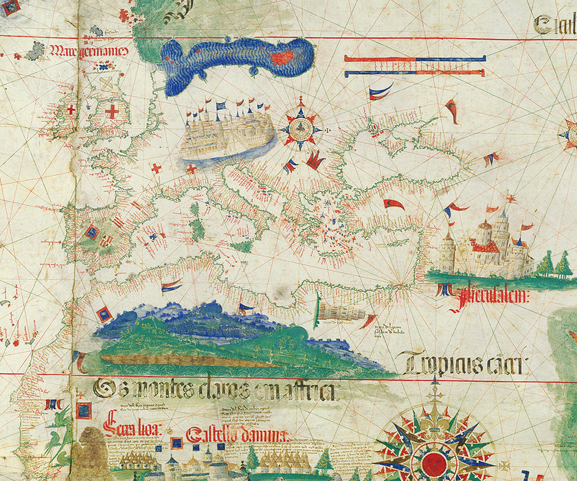 24"x36" Gallery Poster, Cantino planisphere, world map 1502