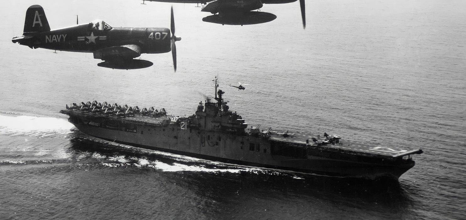 24"x36" Gallery Poster, F4U Corsair group and uss boxer korean war sept 1951