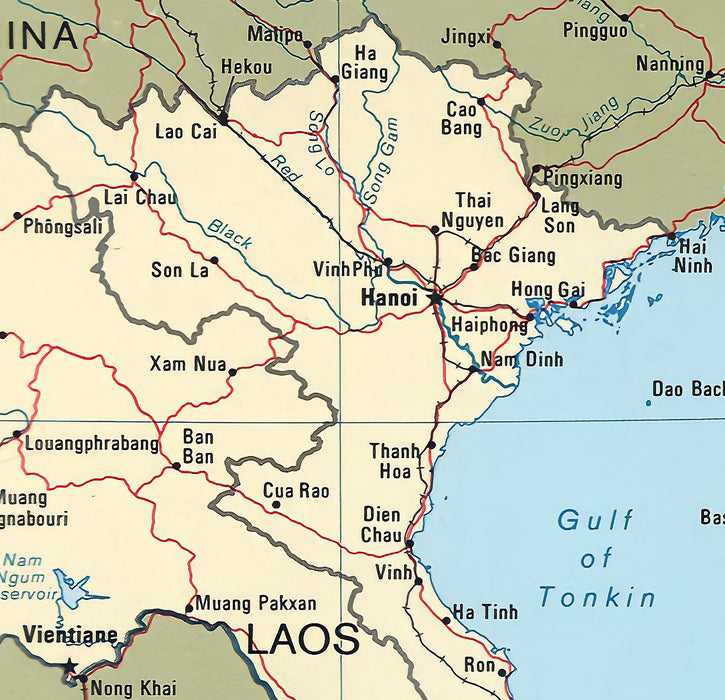 24"x36" Gallery Poster, cia map of vietnam laos cambodia 1985