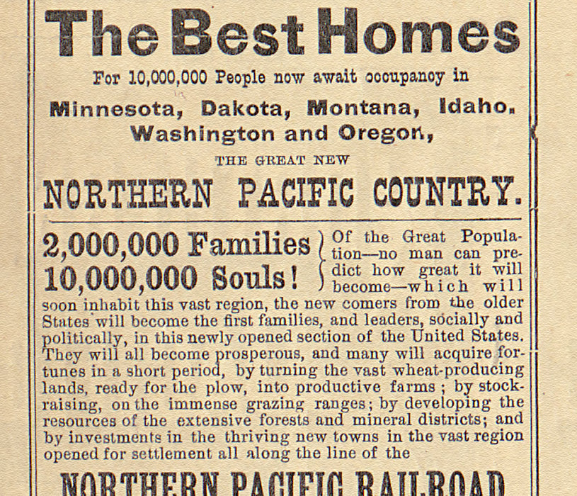 24"x36" Gallery Poster, map Northern Pacific Railroad Oregon Railway 1883