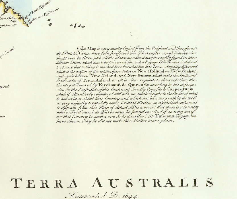 24"x36" Gallery Poster, Map of Australia based on surveys of Capt. Abel Tasman Map of Australia c1744