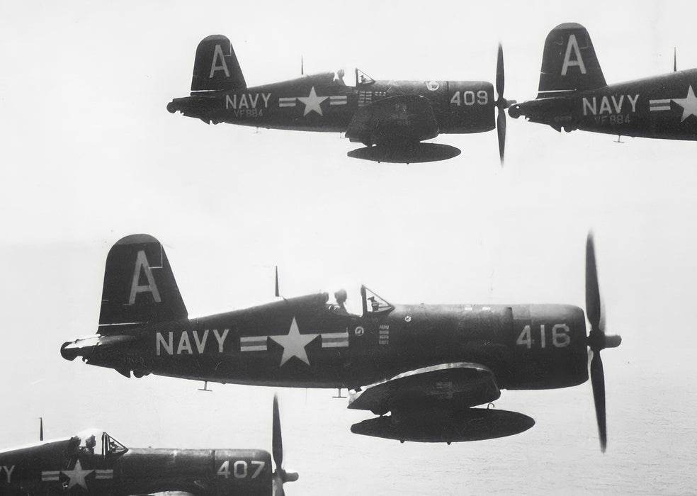 Poster, Many Sizes Available; F4U Corsair Group And Uss Boxer Korean War Sept 1951