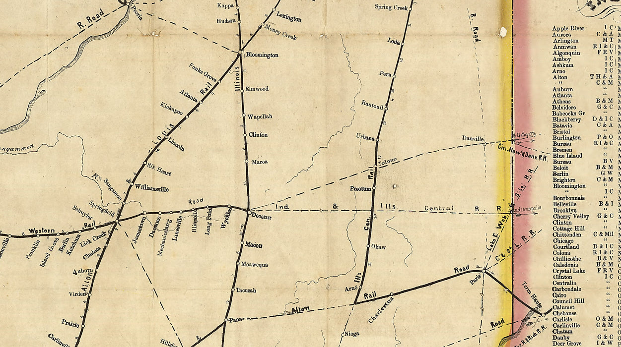 24"x36" Gallery Poster, Railroad map of Illinois 1855