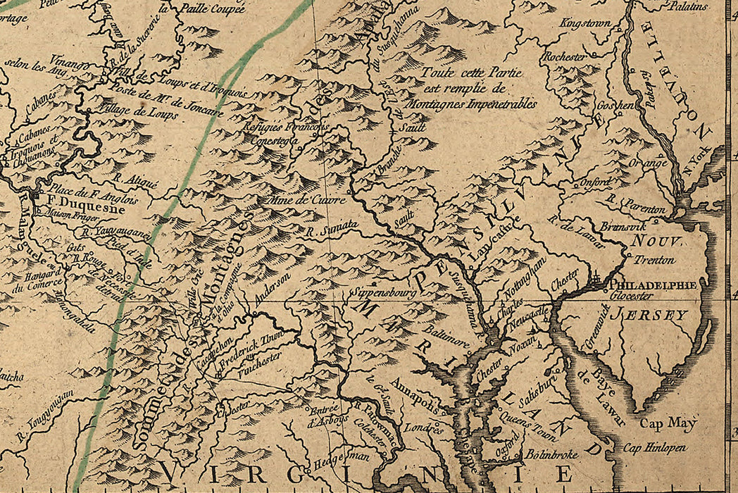 24"x36" Gallery Poster, map of michigan great lakes 1755 p1 in french