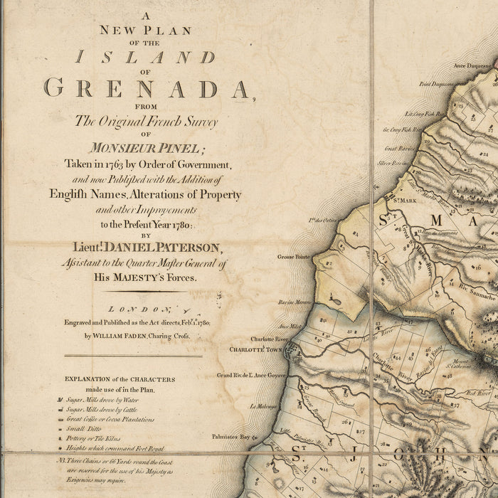 24"x36" Gallery Poster, map of the island of Grenada 1780