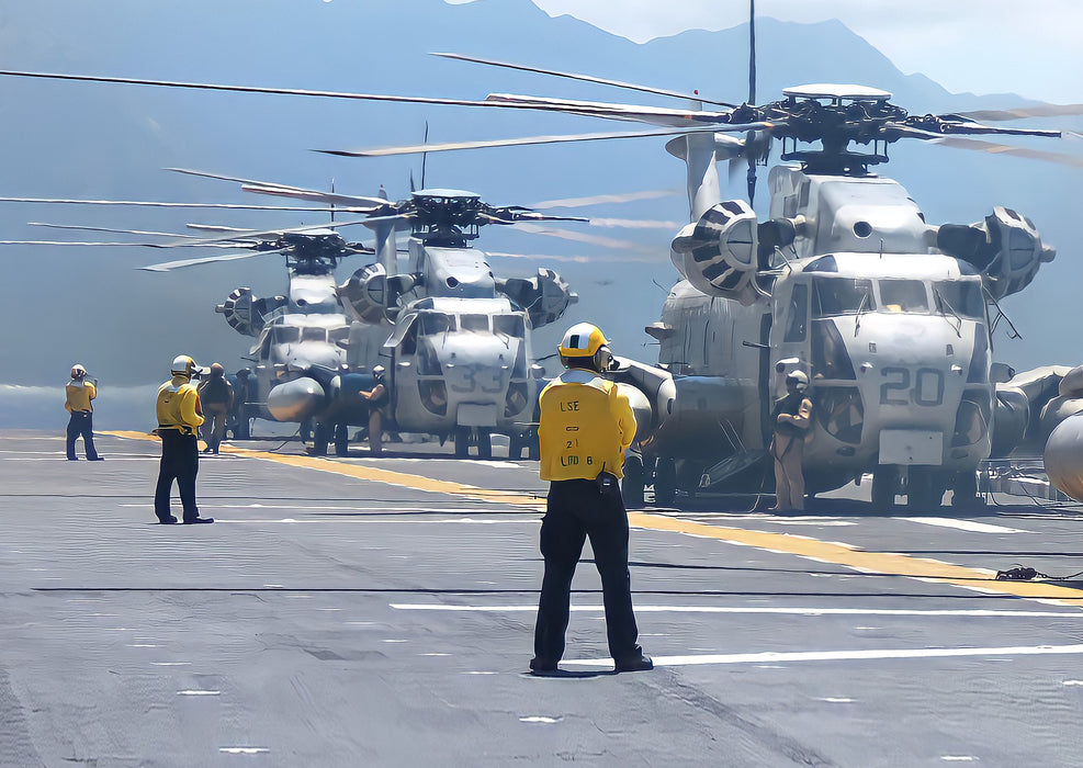 24"x36" Gallery Poster, CH-53 Sea Stallion helicopters USS Bonhomme Richard (LHD 6)
