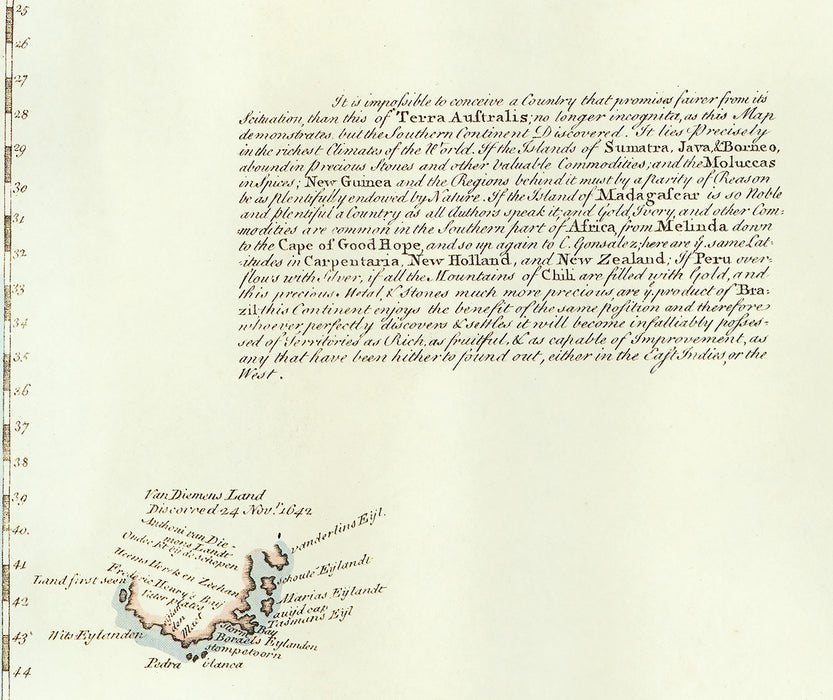 24"x36" Gallery Poster, Map of Australia based on surveys of Capt. Abel Tasman Map of Australia c1744