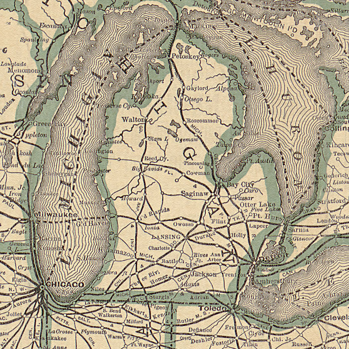 24"x36" Gallery Poster, map Northern Pacific Railroad Oregon Railway 1883