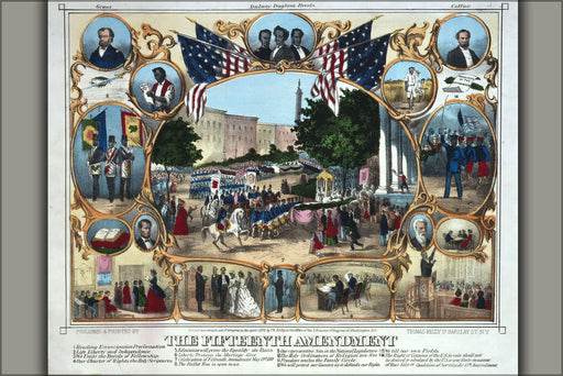 24"x36" Gallery Poster, 15th amendment African-American civil rights right to vote 1870