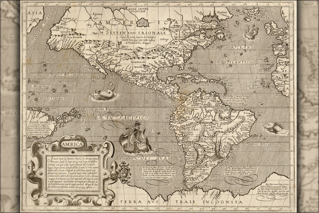 24"x36" Gallery Poster, 1600 map of america Pre united states canada Mexico