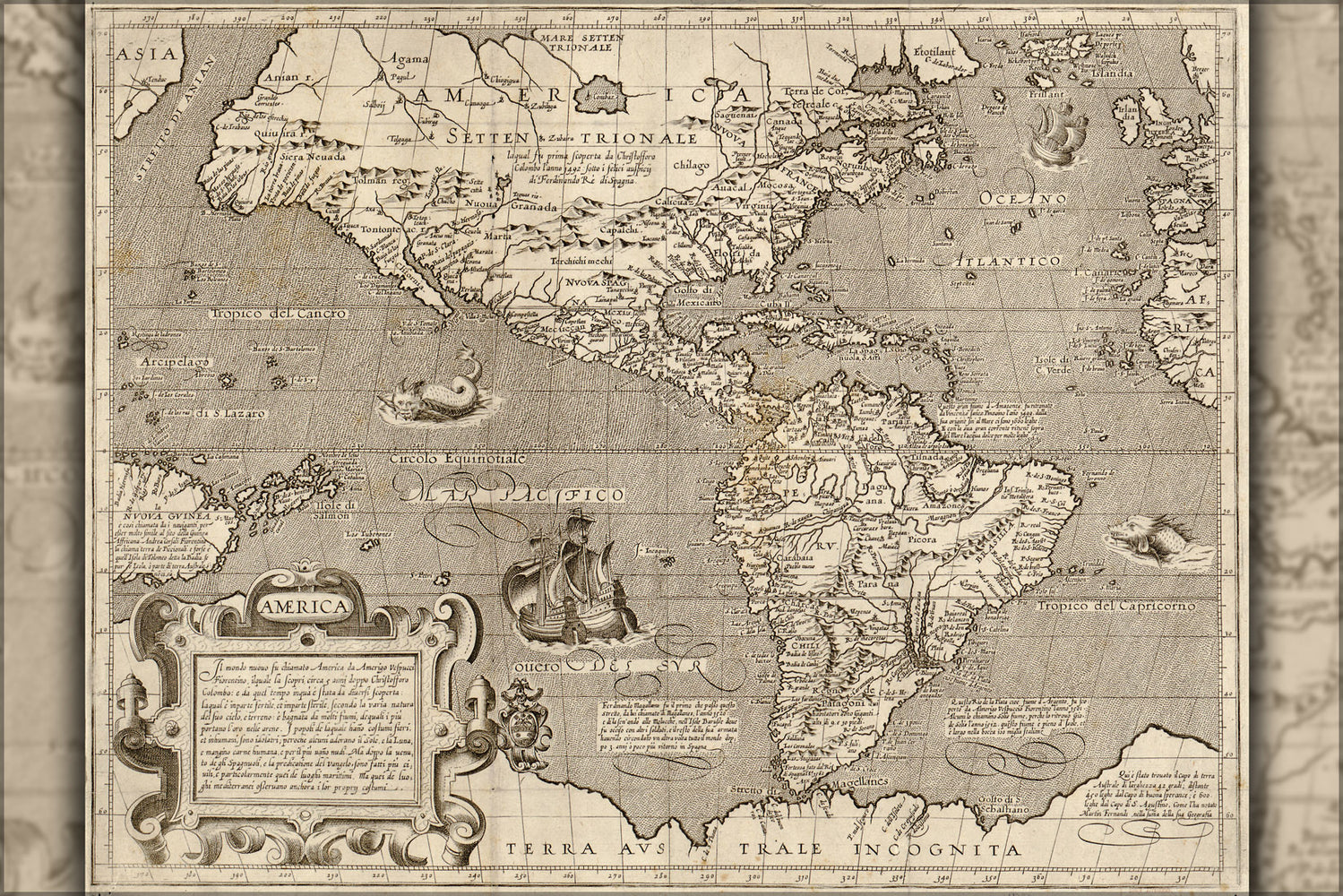 24"x36" Gallery Poster, 1600 map of america Pre united states canada Mexico